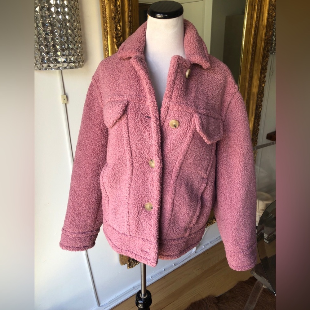 Vince Pink Sherpa Jacket size small